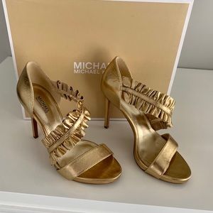 Michael Kors gold metallic platform sandals